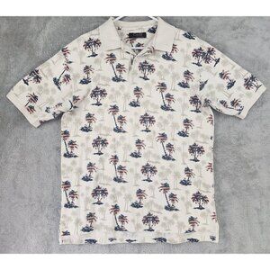 C & B Sport Polo Mens XL Multicolor Patriotic Palm Tree Vintage Short Sleeve